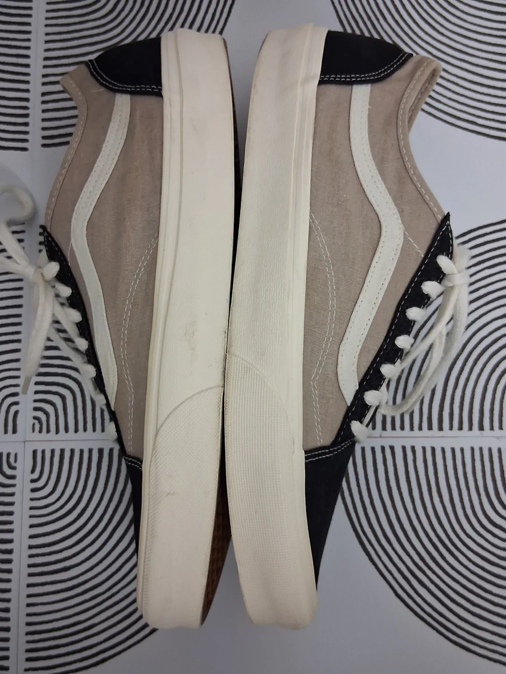 Vans Old Skool Mens 12 Black/Tan Tapered Eco Theory Multi Block SKT8R Sneakers